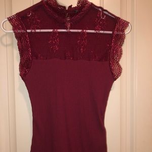 Lace red top